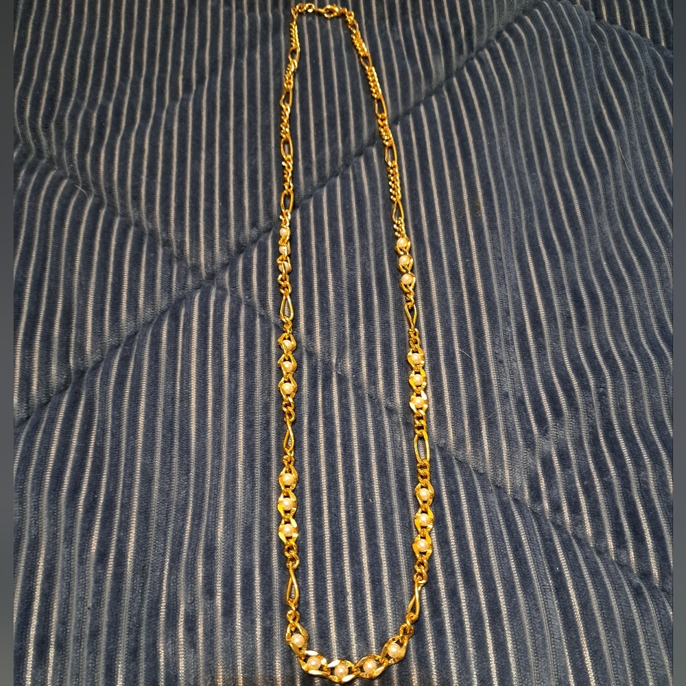 Gold and Pearl Necklace 30 Inches